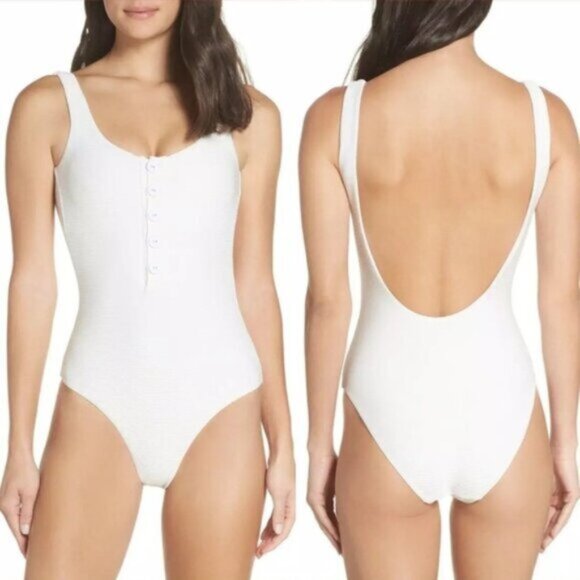 Onia Sandra Ribbed One-Piece Swimsuit White - Picture 1 of 8